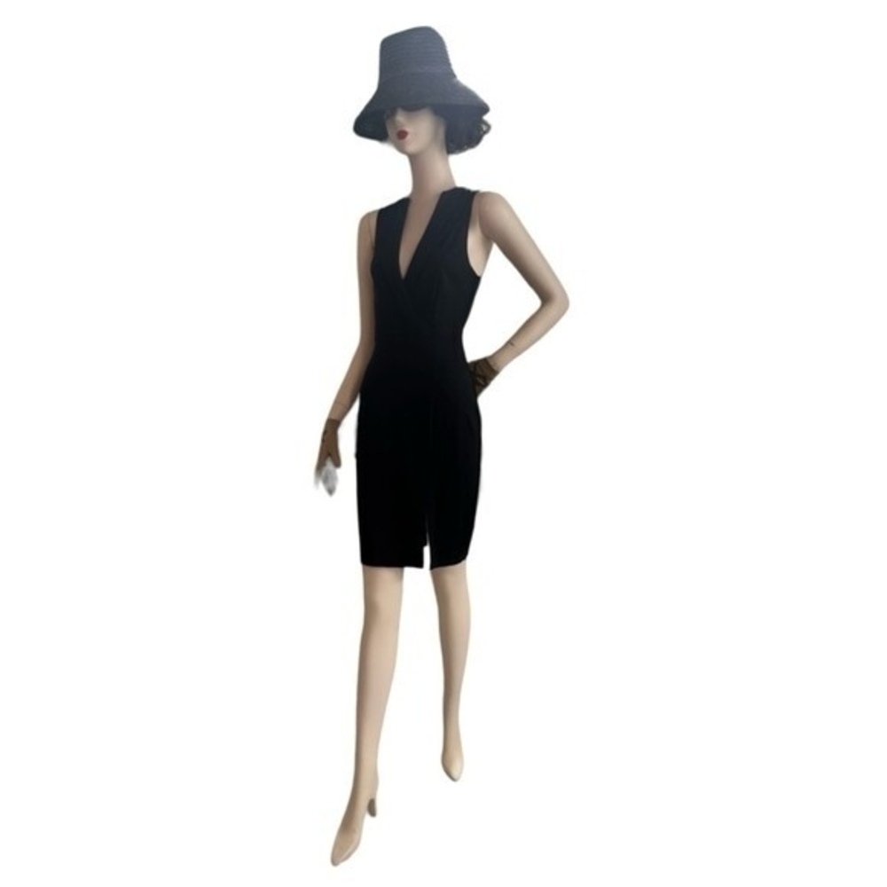 Black Swan Women’s Black Tuxedo Bodycon Midi Dress Deep V Size S - Picture 10 of 16